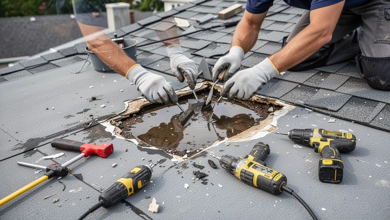 Roof Leak Water Damage Repair